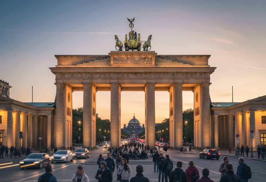 Brandenburger Tor in Berlin in der Abenddämmerung